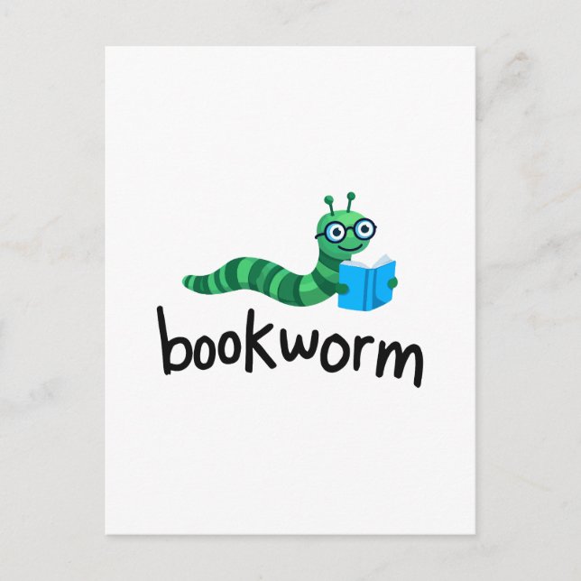 Reading Buddy Cute Bookworm With Book Postcard (Front)