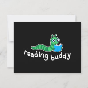 Reading buddy Cute bookworm with book Postcard