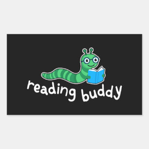 Reading buddy Cute bookworm with book Sticker