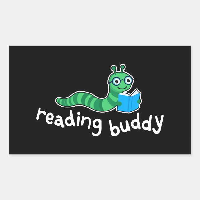 Reading buddy Cute bookworm with book Sticker (Front)