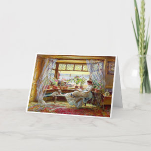 "Reading by the Window" Art Blank Note Card 
