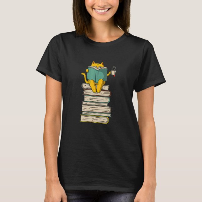 Reading Cat  Book Ea  Gi T-Shirt (Front)