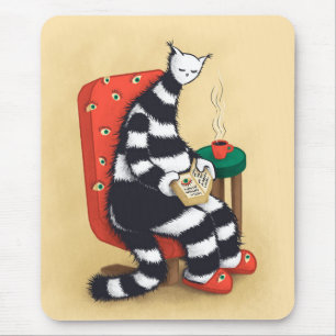 Reading Cat Book Lover Mouse Pad