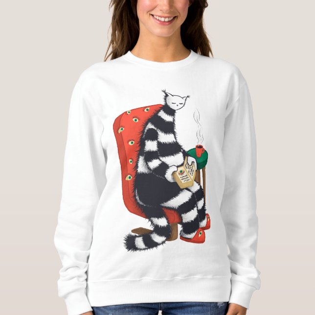 Reading Cat Book Lover Sweatshirt (Front)