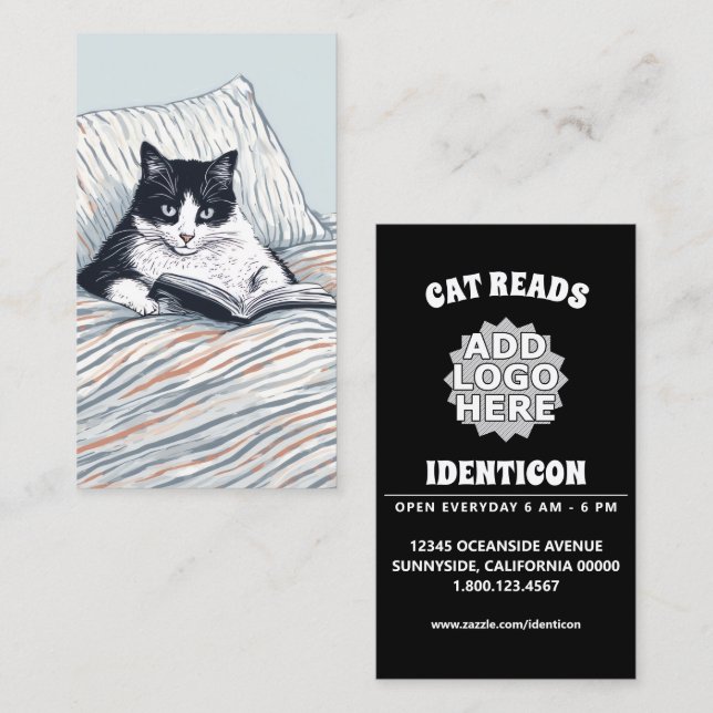 reading cat business card (Front/Back)