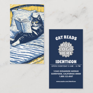 reading cat business card