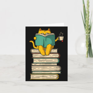 Reading Cat - Funny Book & Tea Lover Gift Shor Card
