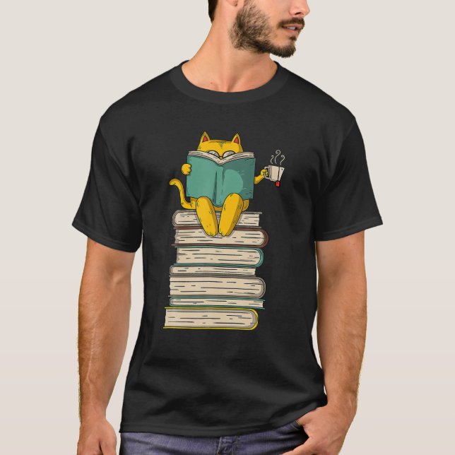 Reading Cat - Funny Book T-Shirt (Front)