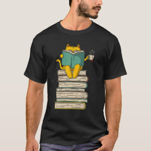 Reading Cat - Funny Book T-Shirt