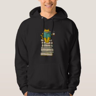 Reading Cat Funny Book & Tea Hoodie