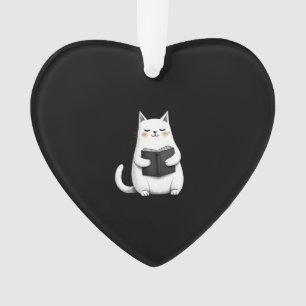 Reading Cat Funny Cat Book Lover Ornament
