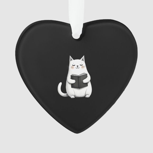 Reading Cat Funny Cat Book Lover Ornament (Front)