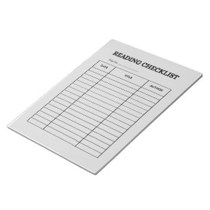 Reading Checklist Tracker Notepad