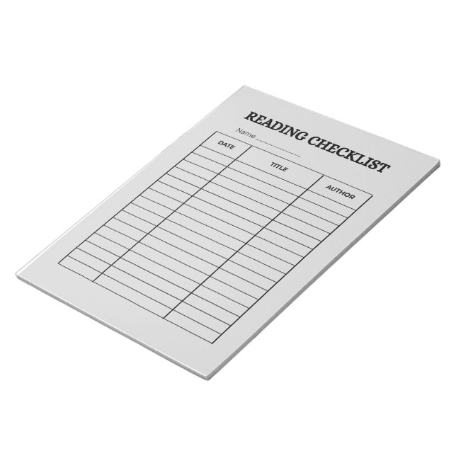 Reading Checklist Tracker Notepad (Angled)
