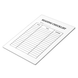 Reading Checklist Tracker Notepad
