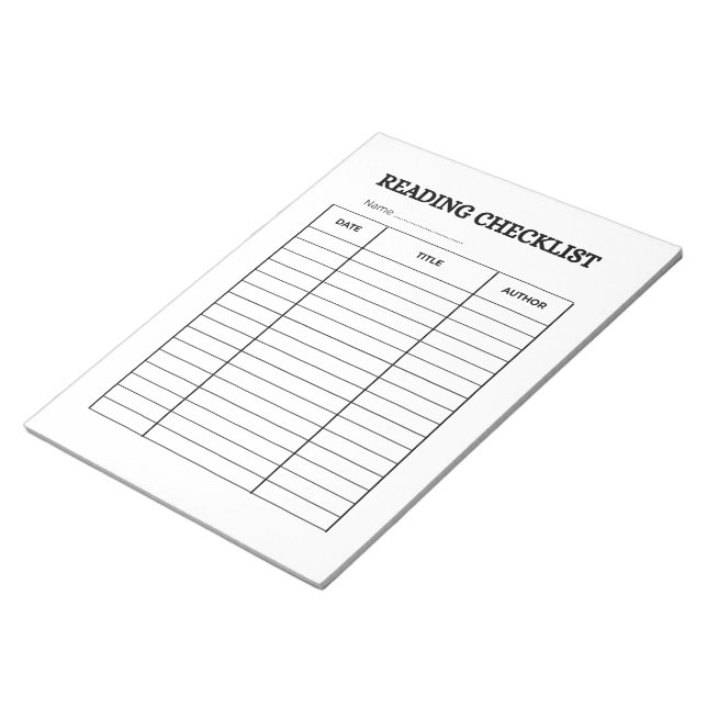 Reading Checklist Tracker Notepad (Angled)