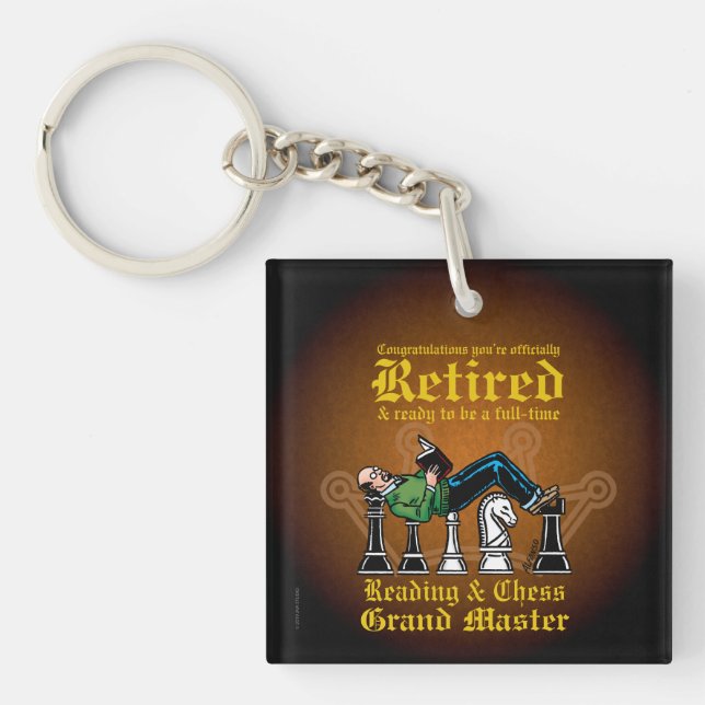 Reading & Chess Grandmaster Acrylic Keychain (Front)