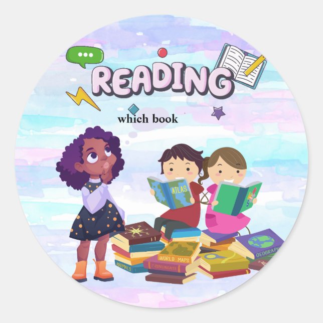 reading classic round sticker (Front)