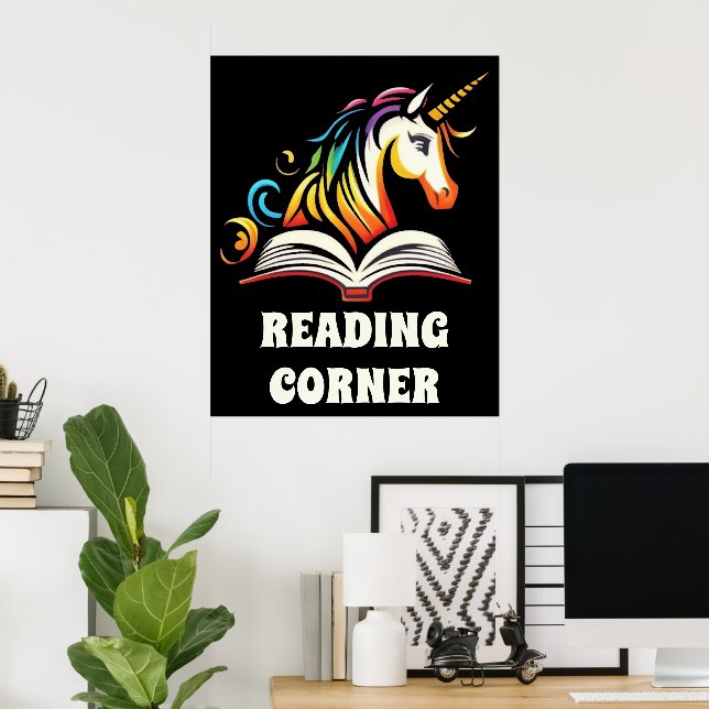 Reading Corner Rainbow Unicorn Poster (Home Office)