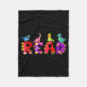 Reading dinosaur funny t rex dino book lover  fleece blanket