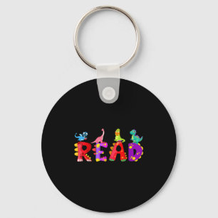 Reading dinosaur funny t rex dino book lover keychain