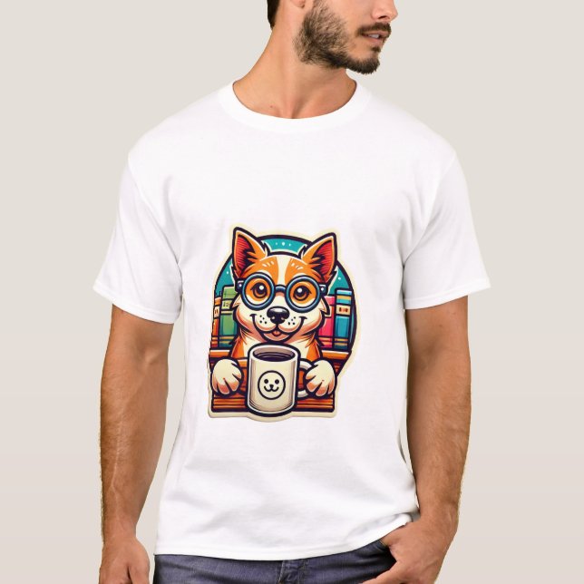 Reading Dog Mug - Funny Book Lover Gift T-Shirt (Front)
