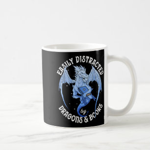 Reading dragon easily distracted by books lover coffee mug