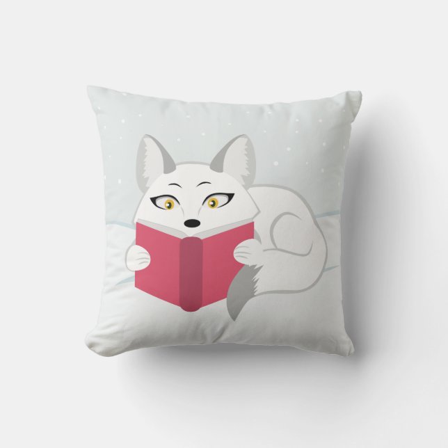 Reading Fox Throw Pillow (Front)