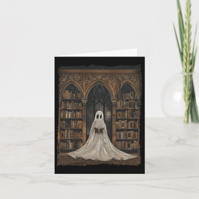 Reading Ghost Library Halloween Librarian Book Lov Card (Front)