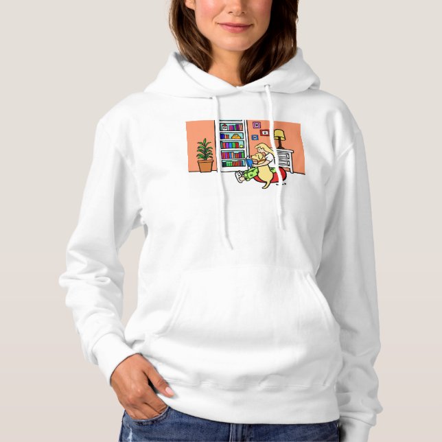Reading Girl with a Yellow Labrador Hoodie (Front)