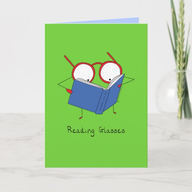 Reading Glasses - Eyeglasses & Book Greeting Card (Front)