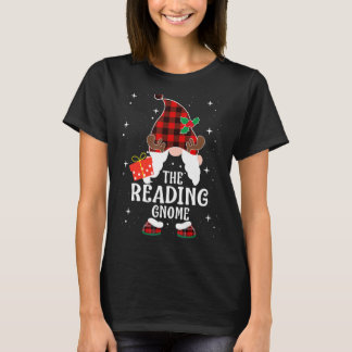 Reading Gnome Buffalo Plaid Matching Family Christ T-Shirt
