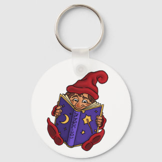 reading gnome funny keychain
