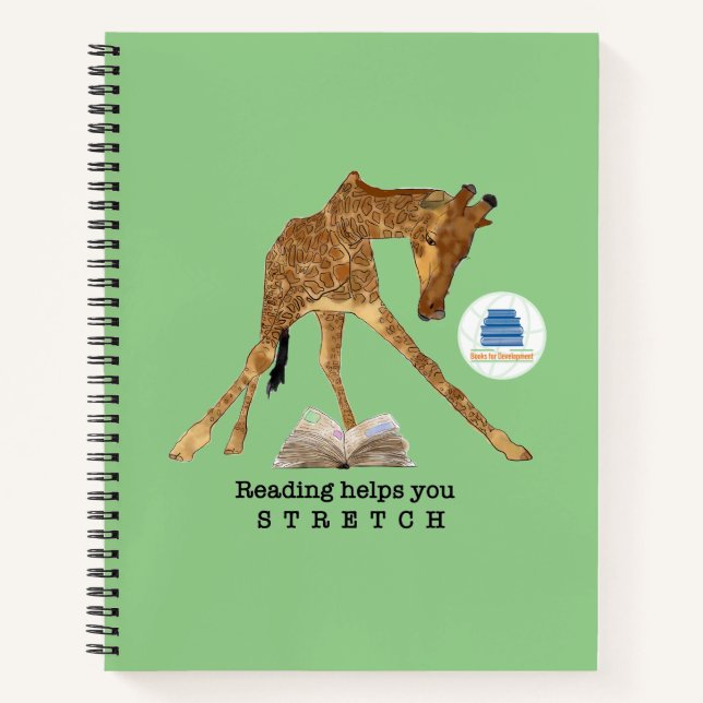Reading Helps You Stretch Giraffe Notebook (Front)