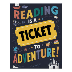 Reading is a Ticket to Adventure Glossy Poster