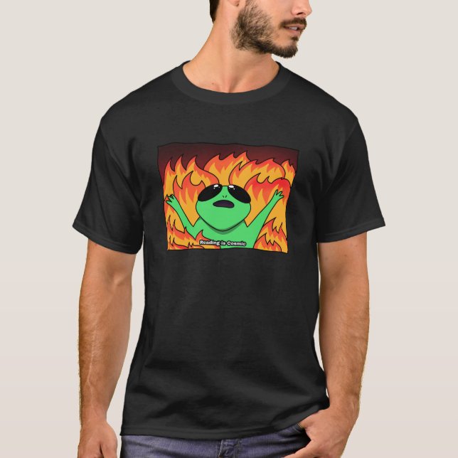 Reading Is Cosmic Funny Aliens T-Shirt (Front)