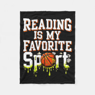 Reading is favourite sport funny basketball drip fleece blanket