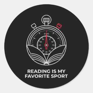 Reading is favourite sport funny book lover classic round sticker