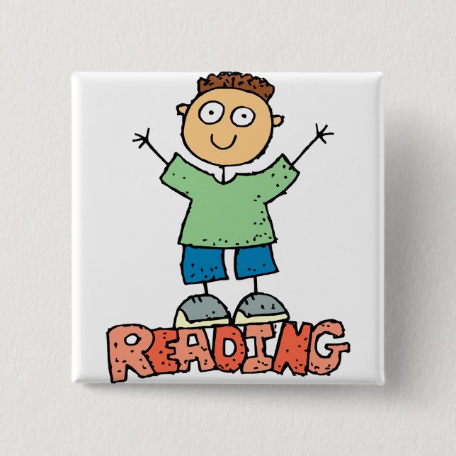 Reading Is Fun 2 Inch Square Button (Front)