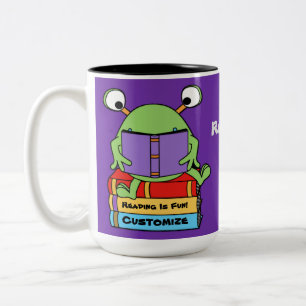 Reading Is Fun Cute Book Loving Alien Mug