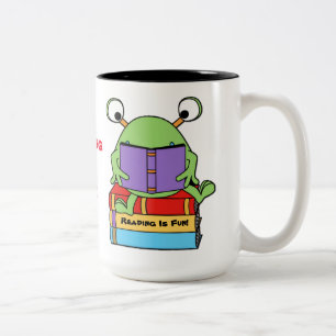Reading Is Fun Cute Book Loving Alien Mug