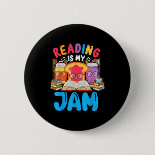 Reading is jam funny love to read books girls boys 2 inch round button