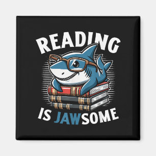 Reading Is Jawsome Shark Books Bookworm Reader  Magnet