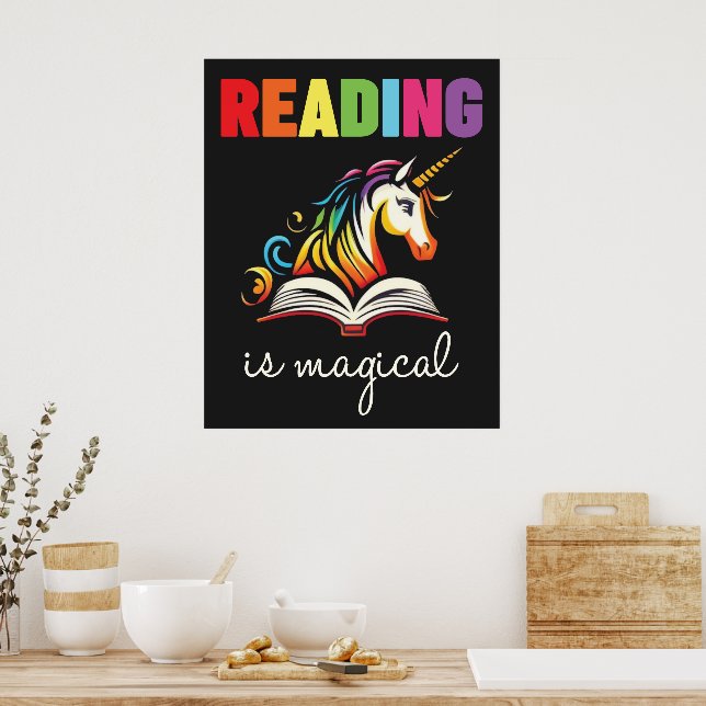 Reading is Magical Rainbow Unicorn  Poster (Kitchen)