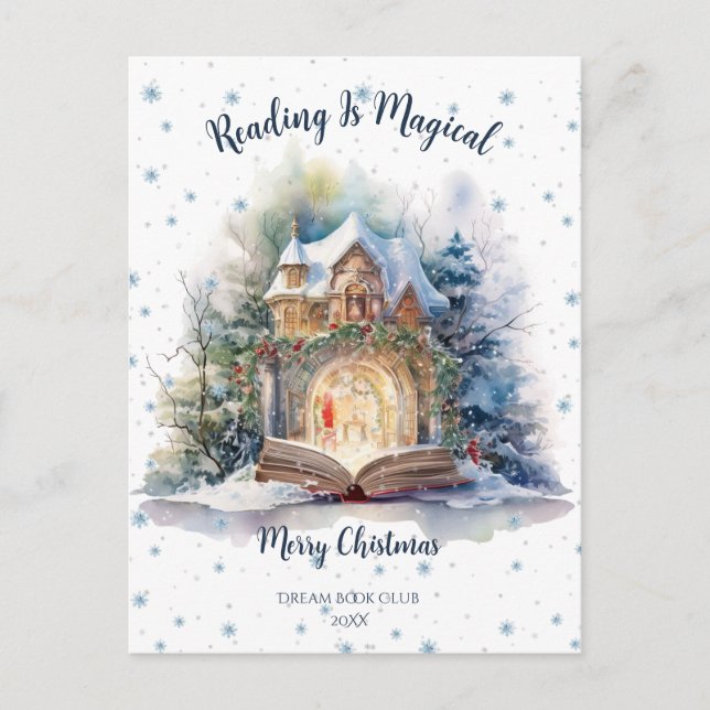 Reading is Magical Snowflake Design Postcard (Front)