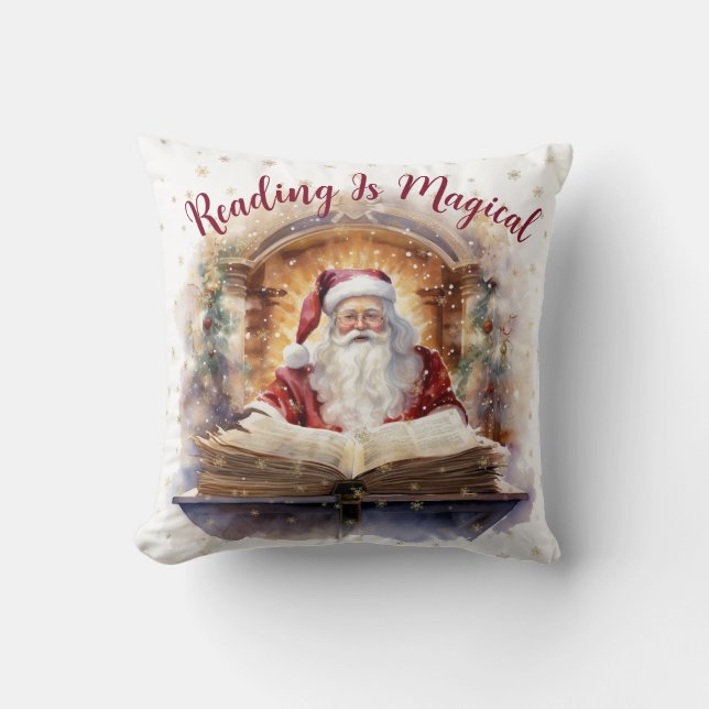 Reading is Magical Snowflake Design Throw Pillow (Front)
