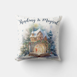 Reading is Magical Snowflake Design Throw Pillow