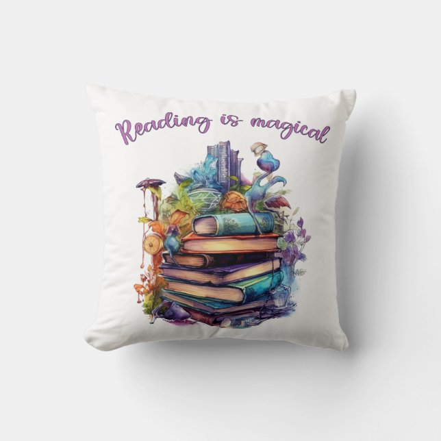Reading is Magical Throw Pillow (Front)