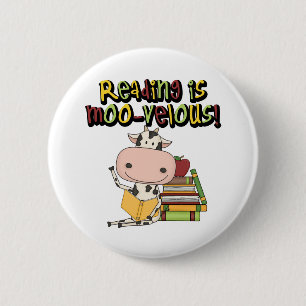 Reading is Moo-velous 2 Inch Round Button