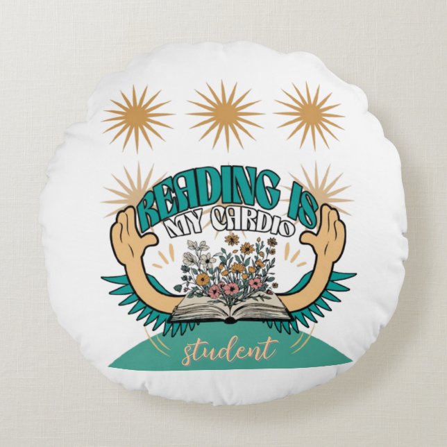 Reading Is My Cardio Throw Pillow  (Front)